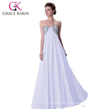 2015 Sexy Sequins Embellished Long Evening Dress Grace Karin Strapless Chiffon Evening Party Vestidos CL3444-1